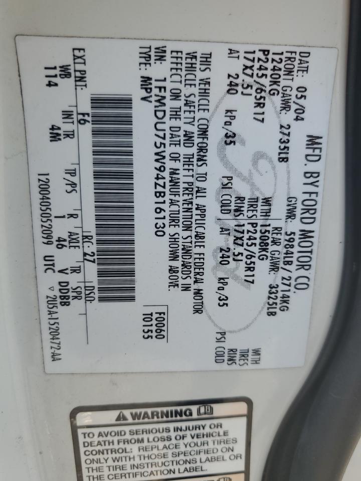 1FMDU75W94ZB16130 2004 Ford Explorer Limited