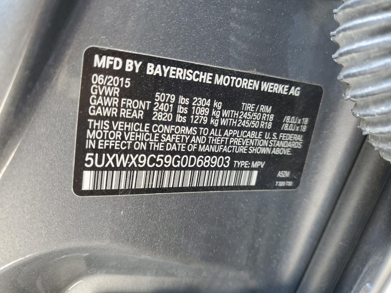 5UXWX9C59G0D68903 2016 BMW X3 xDrive28I
