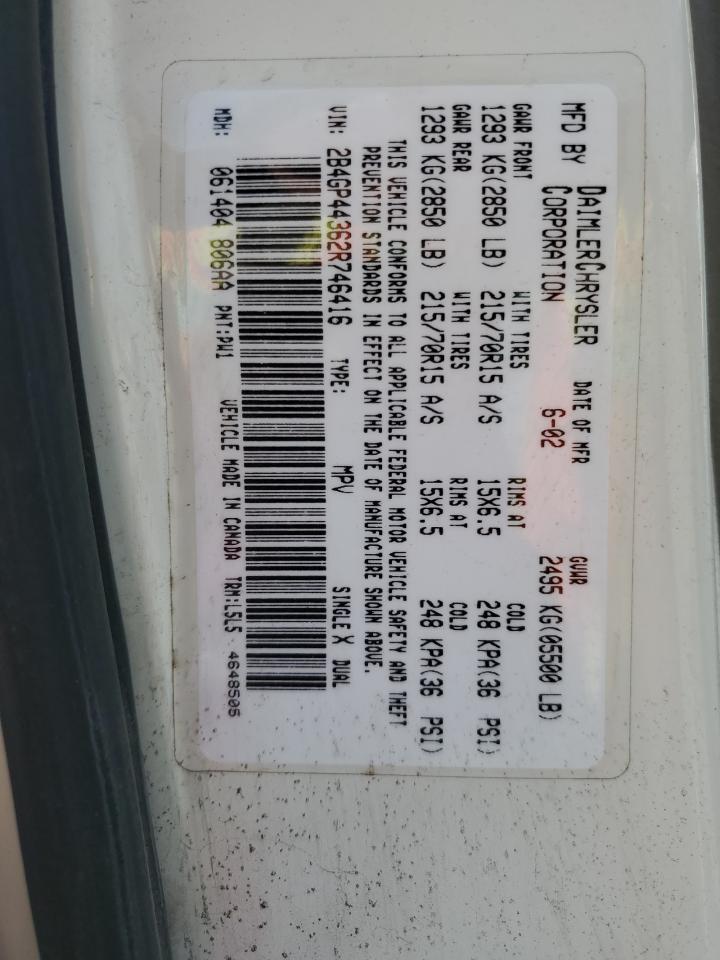 2B4GP44362R746416 2002 Dodge Grand Caravan Sport