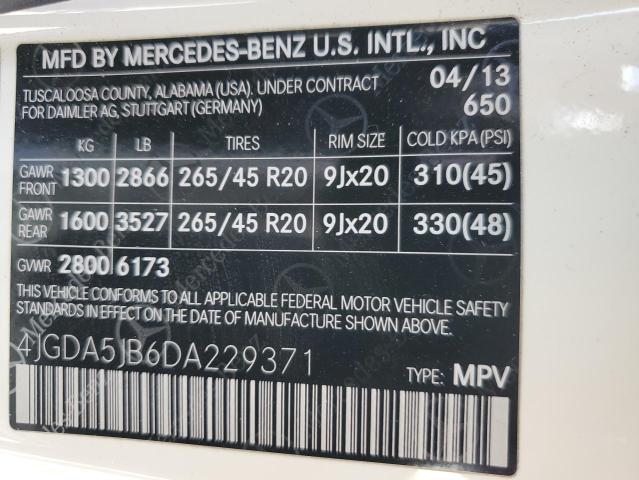 VIN 4JGDA5JB6DA229371 2013 Mercedes-Benz ML-Class, 350 no.13