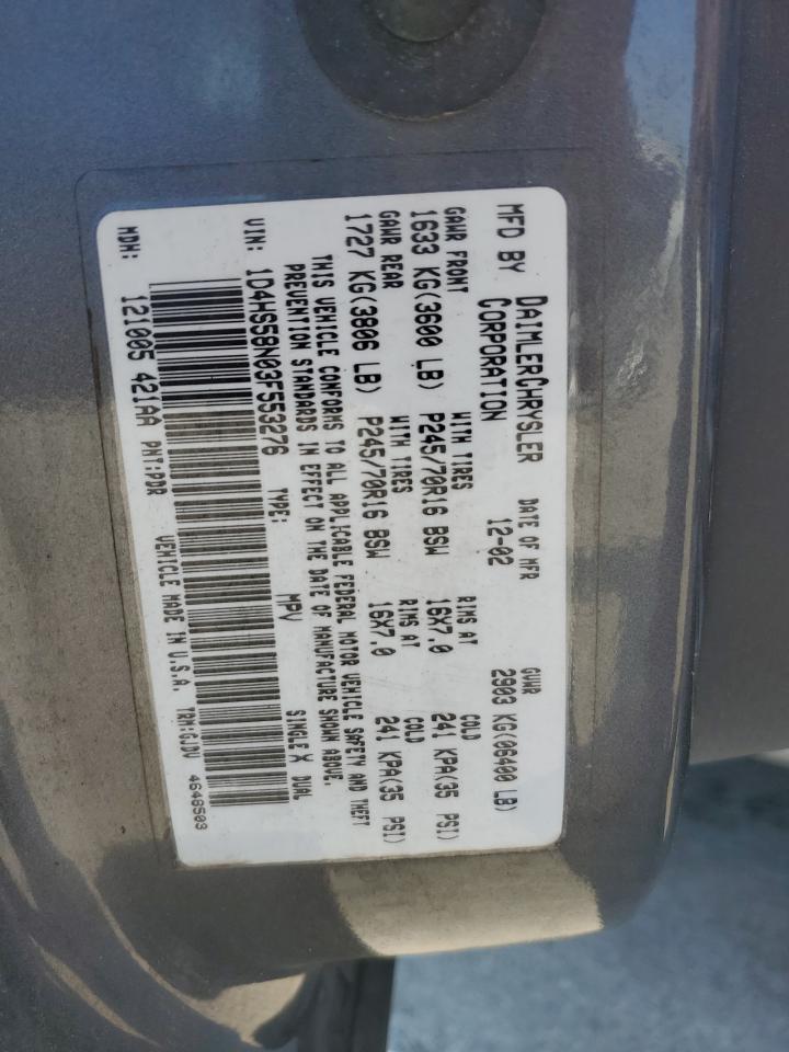 1D4HS58N03F553276 2003 Dodge Durango Slt Plus