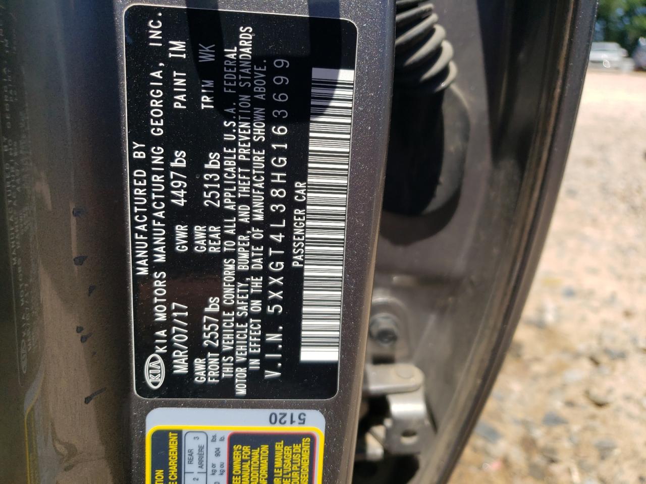 5XXGT4L38HG163699 2017 Kia Optima Lx