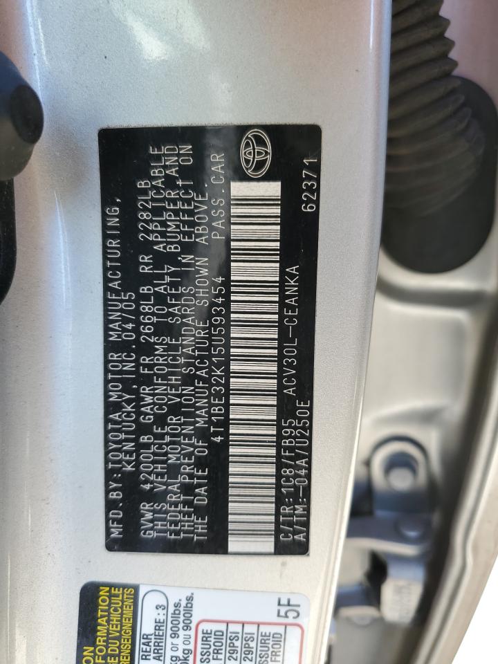4T1BE32K15U593454 2005 Toyota Camry Le