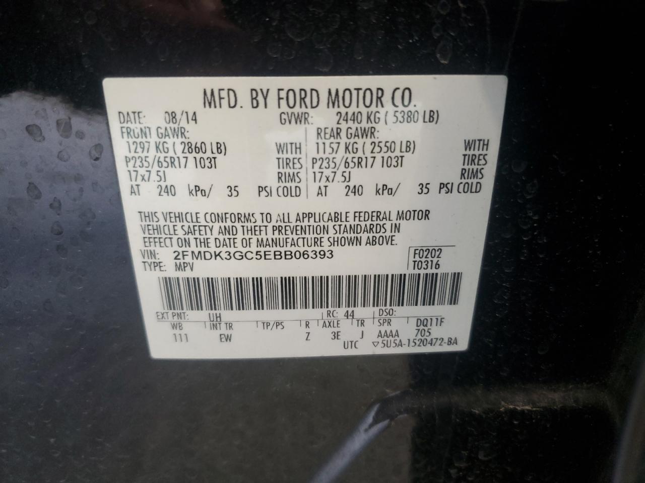 2FMDK3GC5EBB06393 2014 Ford Edge Se