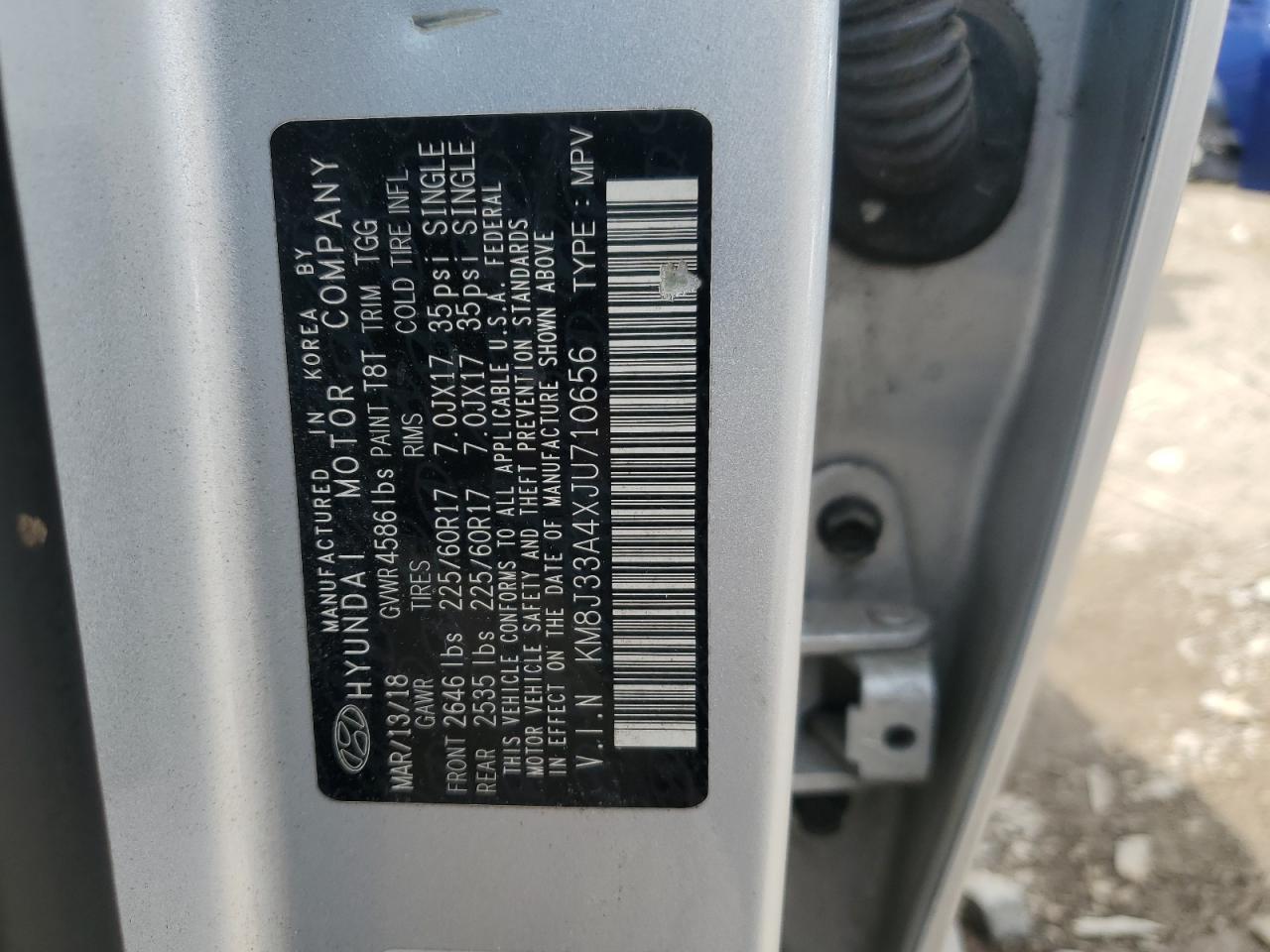 KM8J33A4XJU710656 2018 Hyundai Tucson Sel