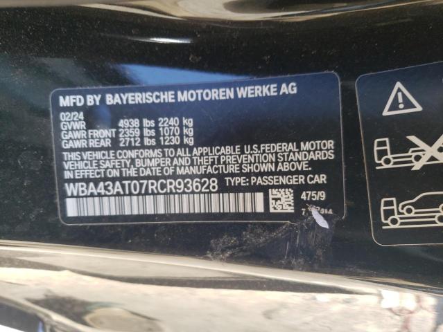 VIN WBA43AT07RCR93628 2024 BMW 4 Series, 430XI no.12