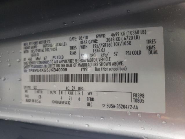 2018 Ford Transit T-350 Hd VIN: 1FBVU4XG5JKB40009 Lot: 59749144
