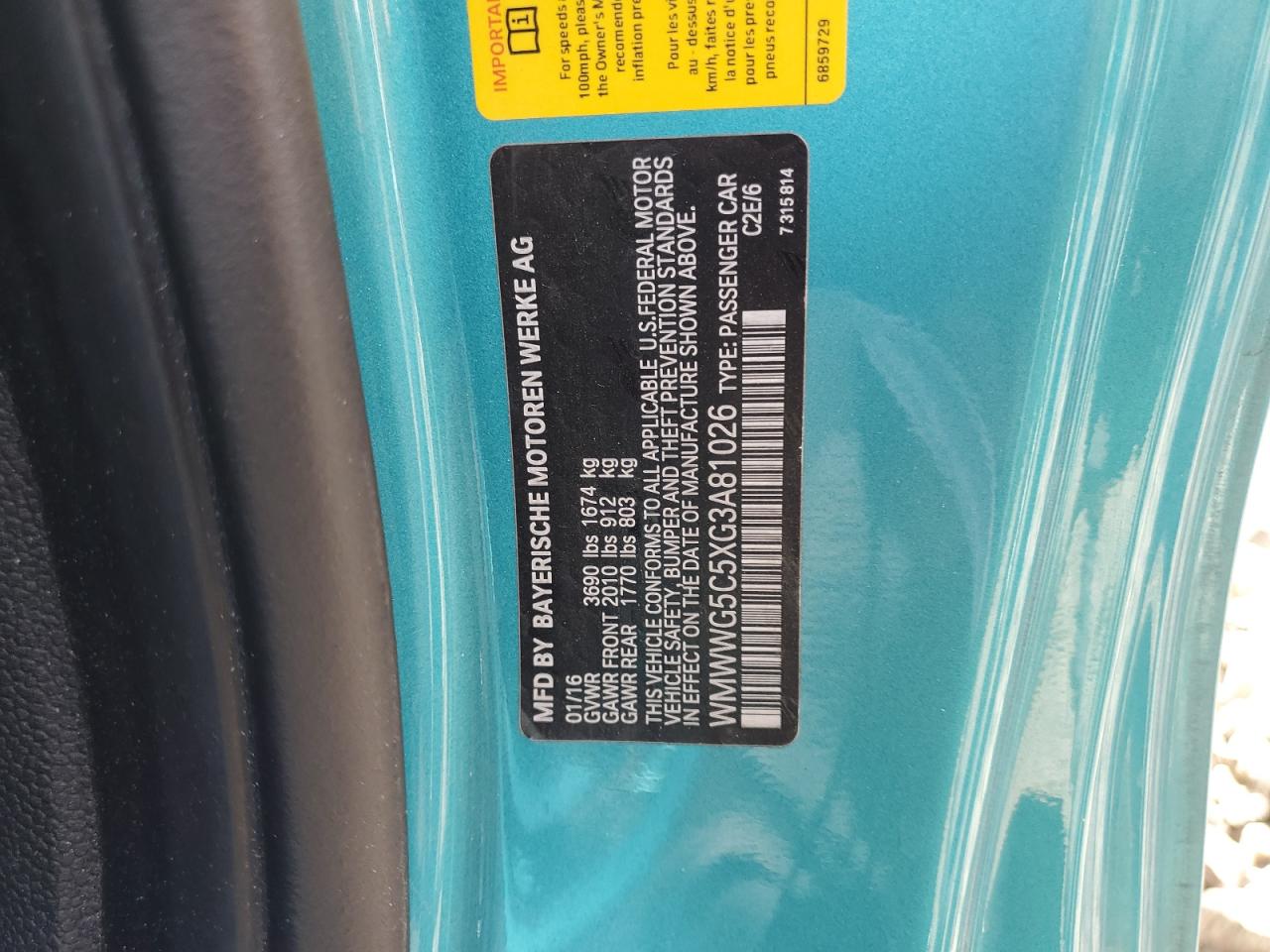 WMWWG5C5XG3A81026 2016 Mini Cooper