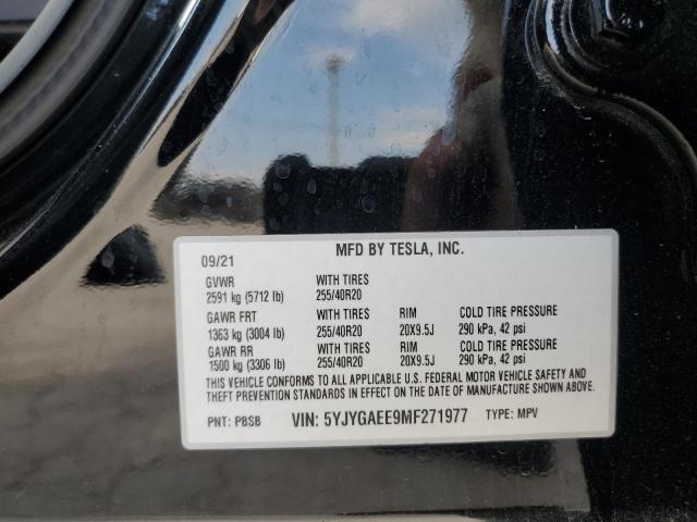 5YJYGAEE9MF271977 2021 Tesla Model Y