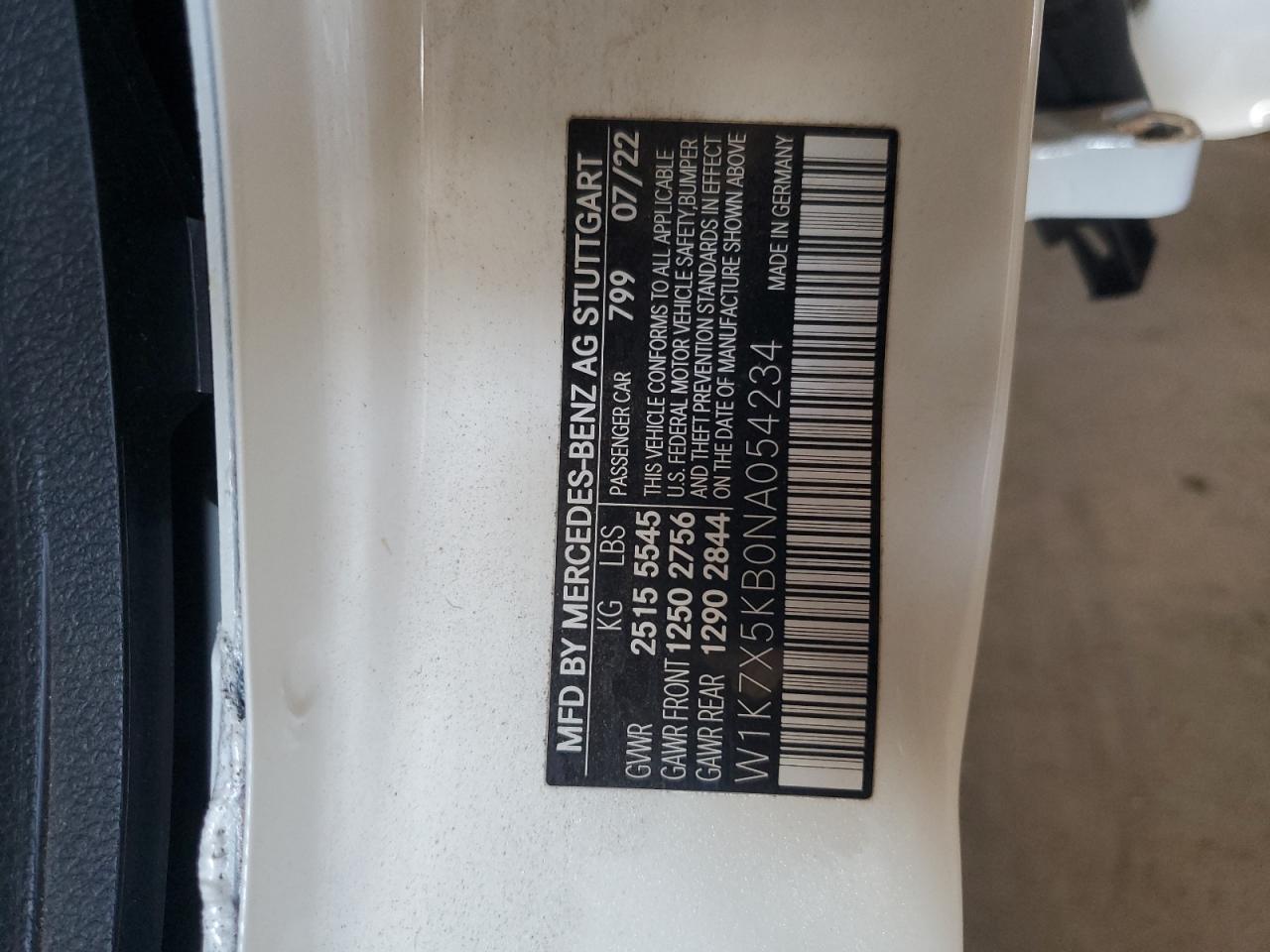 W1K7X5KB0NA054234 2022 Mercedes-Benz Amg Gt 43