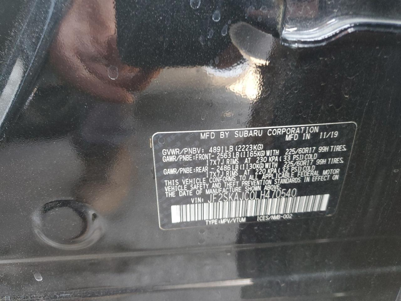 JF2SKAJC0LH470540 2020 Subaru Forester Premium