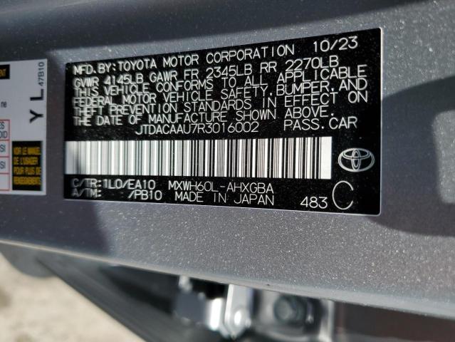 2024 Toyota Prius Le VIN: JTDACAAU7R3016002 Lot: 58332784