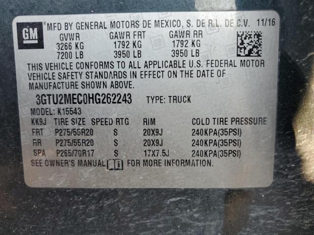 2017 GMC Sierra K1500 Sle VIN: 3GTU2MEC0HG262243 Lot: 58667854