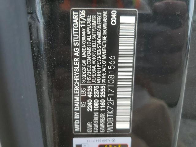 2007 Mercedes-Benz Clk 550 VIN: WDBTK72F17T081566 Lot: 59219834