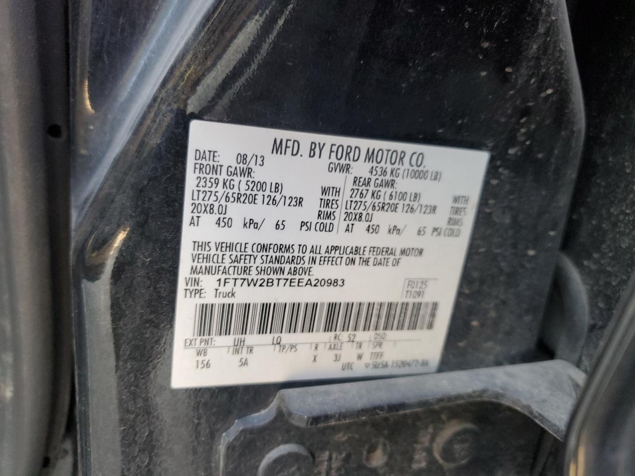 1FT7W2BT7EEA20983 2014 Ford F250 Super Duty