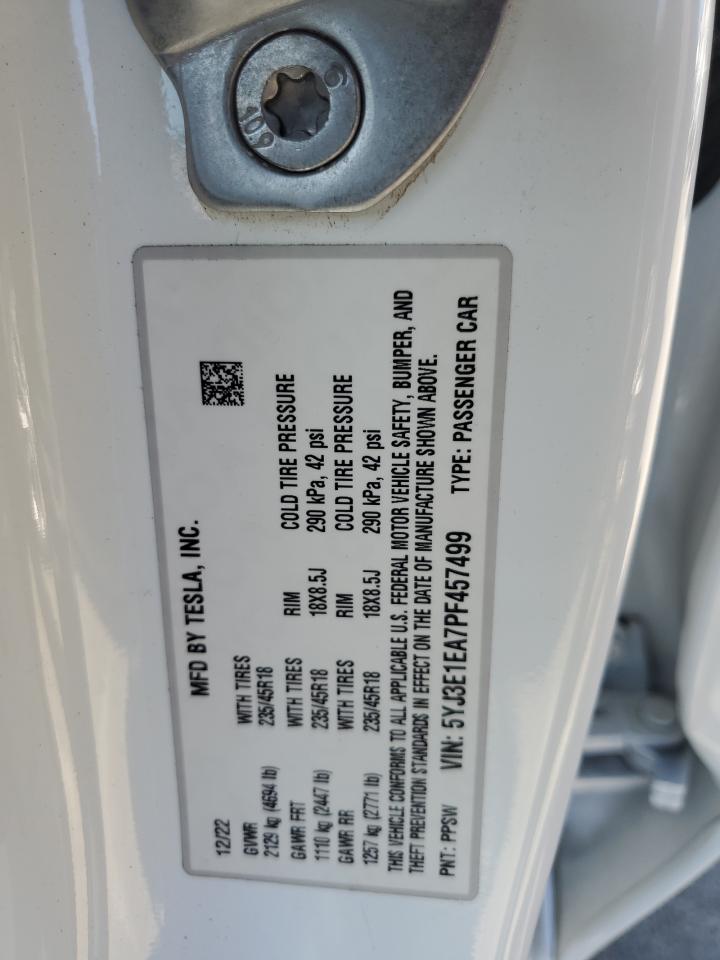 5YJ3E1EA7PF457499 2023 Tesla Model 3