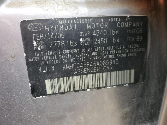 2006 Hyundai Azera Se VIN: KMHFC46F46A085945 Lot: 57377494