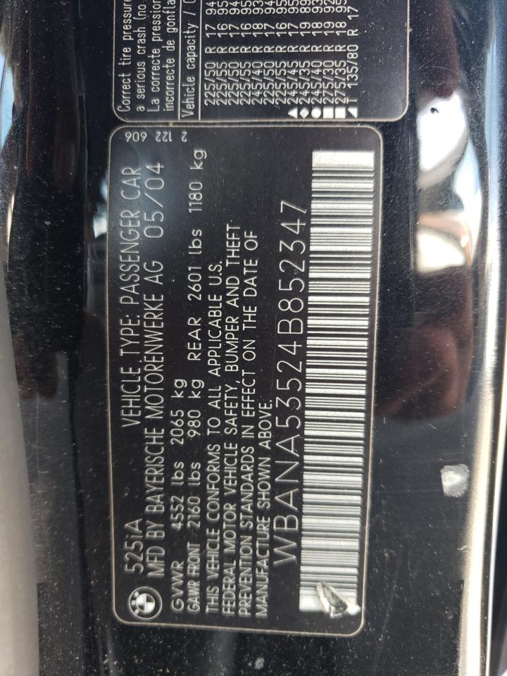 WBANA53524B852347 2004 BMW 525 I