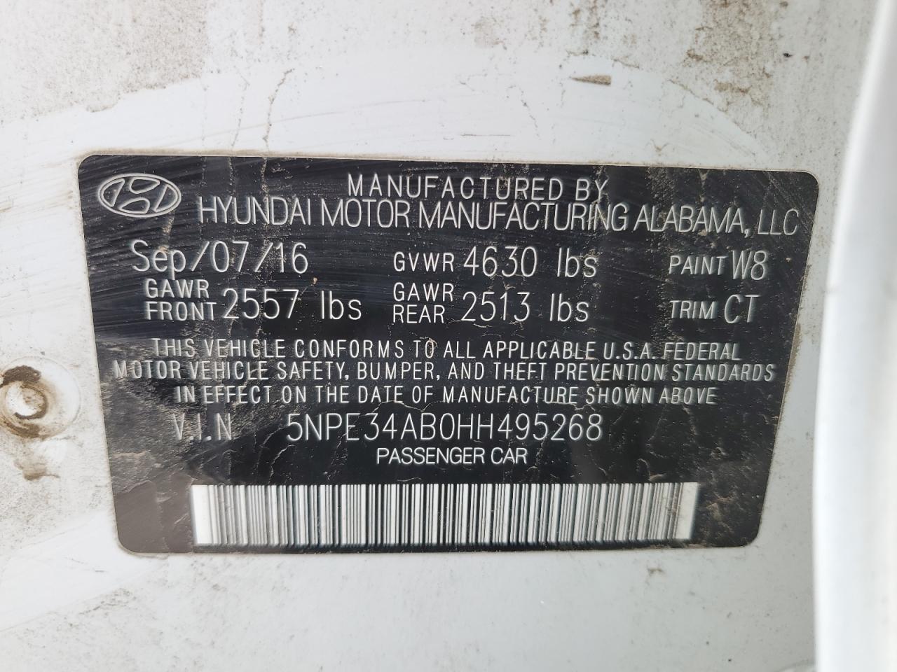 5NPE34AB0HH495268 2017 Hyundai Sonata Sport