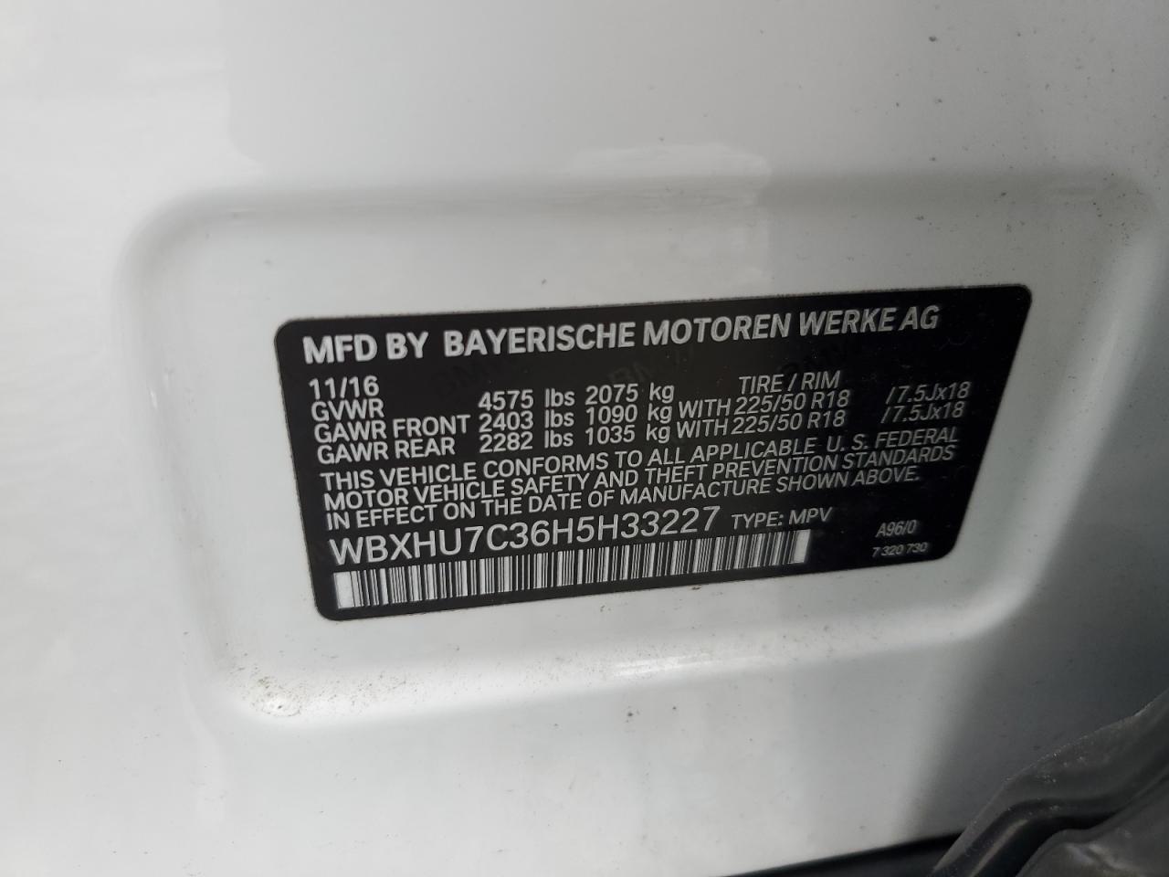 WBXHU7C36H5H33227 2017 BMW X1 Sdrive28I