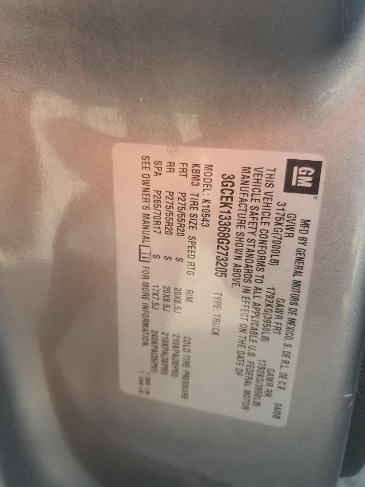 3GCEK13368G273205 2008 Chevrolet Silverado K1500