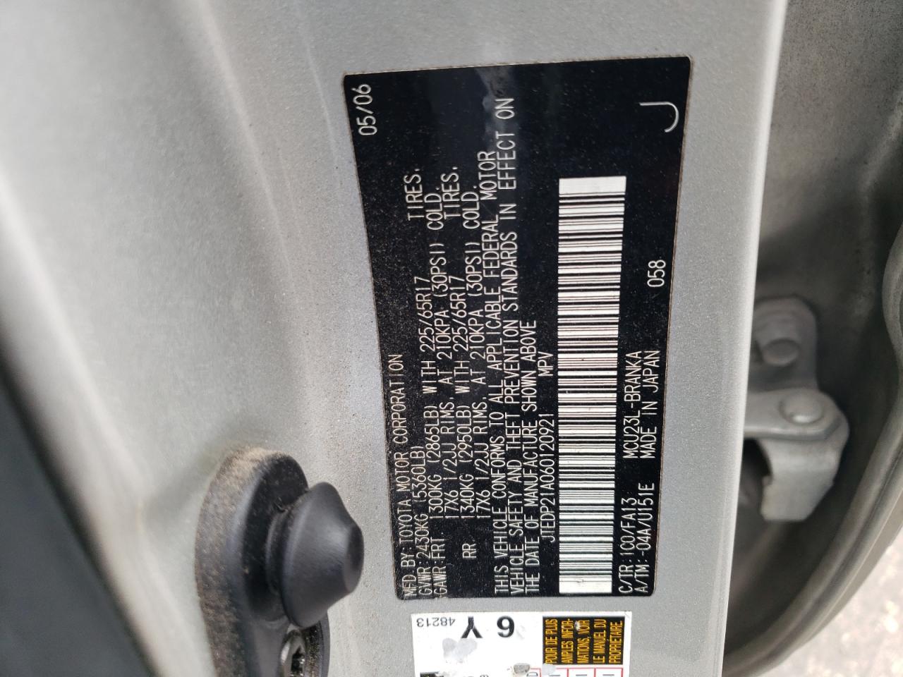 JTEDP21A060120921 2006 Toyota Highlander Limited