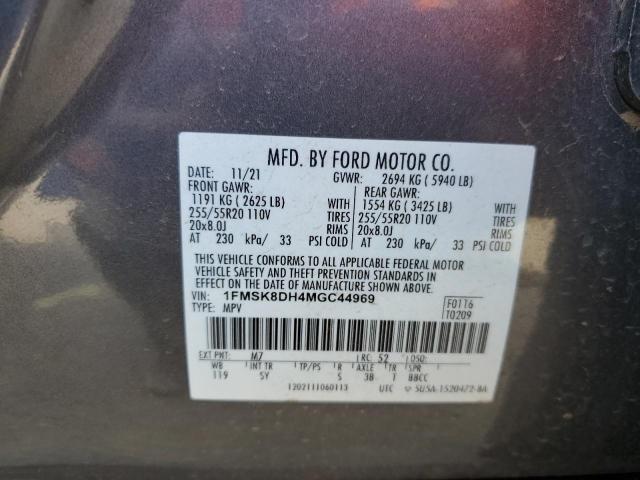 2021 Ford Explorer Xlt VIN: 1FMSK8DH4MGC44969 Lot: 60382464