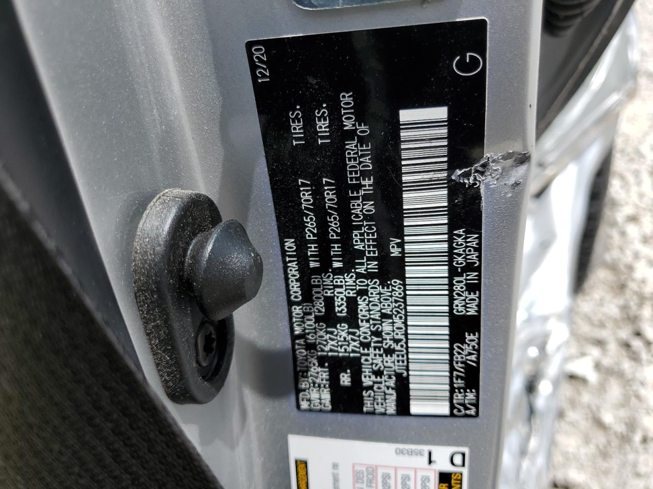 JTEEU5JR0M5237869 2021 Toyota 4Runner Sr5