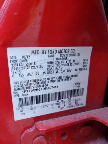 2013 Ford F250 Super Duty VIN: 1FT7W2B6XDEA07413 Lot: 58940534