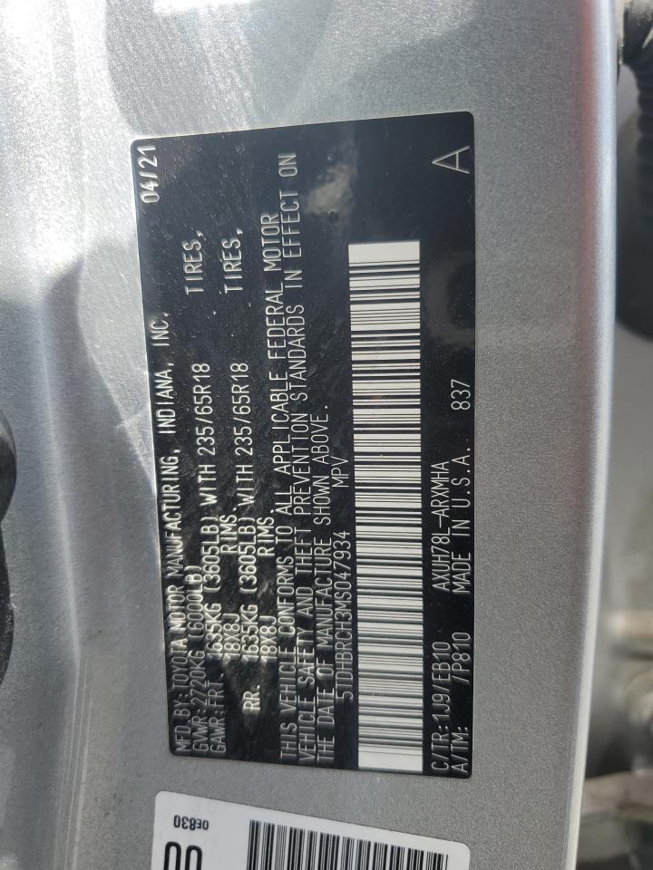 5TDHBRCH3MS047934 2021 Toyota Highlander Hybrid Xle