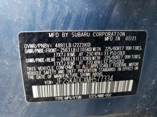 2021 Subaru Forester VIN: JF2SKADCXMH577334 Lot: 59097364