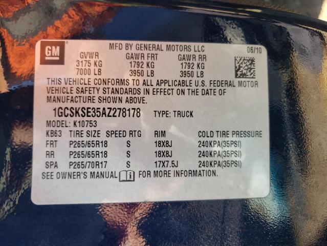 2010 Chevrolet Silverado K1500 Lt VIN: 1GCSKSE35AZ278178 Lot: 58623294