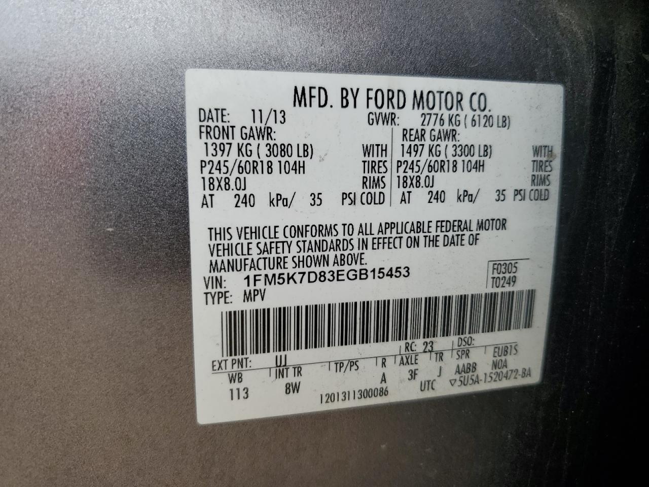 1FM5K7D83EGB15453 2014 Ford Explorer Xlt