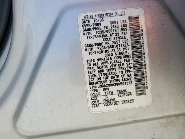 2006 Nissan Murano Sl VIN: JN8AZ08W36W504328 Lot: 57965744