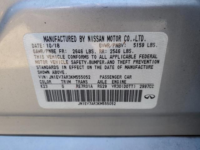 2019 Infiniti Q50 Luxe VIN: JN1EV7AR3KM555052 Lot: 60937284