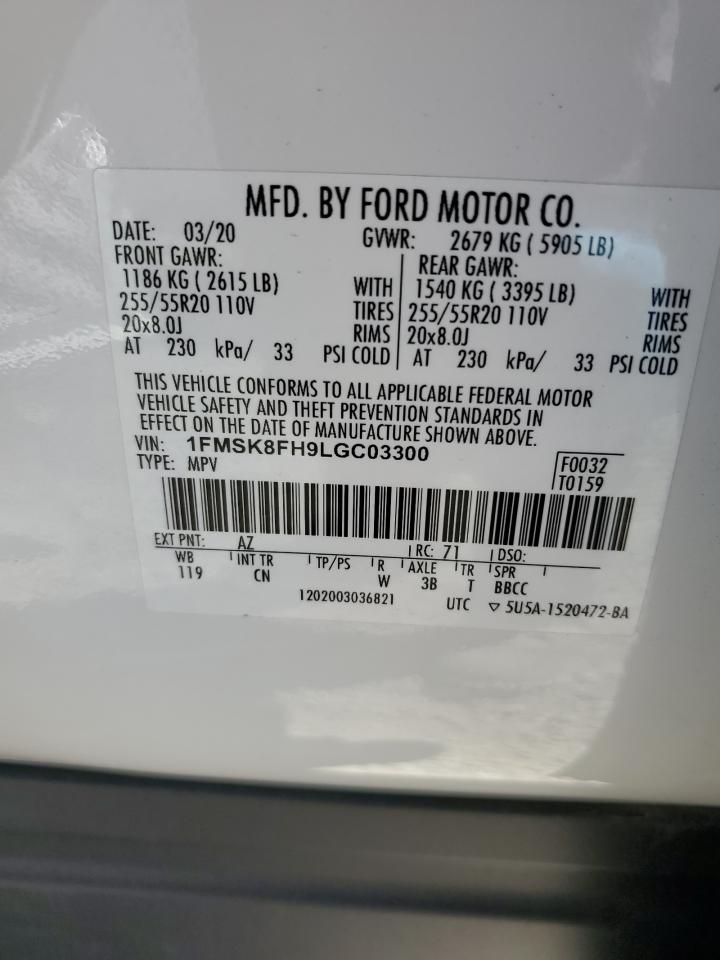 1FMSK8FH9LGC03300 2020 Ford Explorer Limited