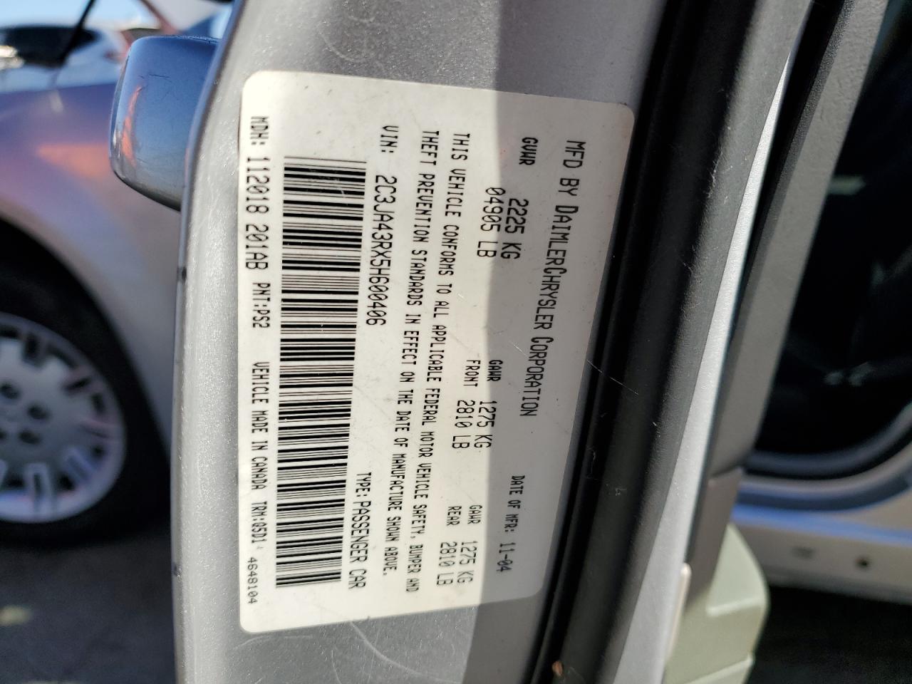 2C3JA43RX5H600406 2005 Chrysler 300