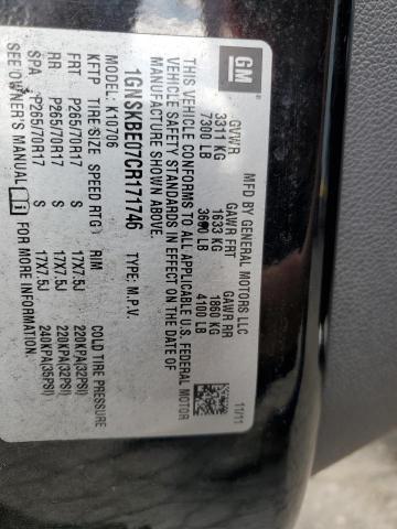 2012 Chevrolet Tahoe K1500 Lt VIN: 1GNSKBE07CR171746 Lot: 58163084