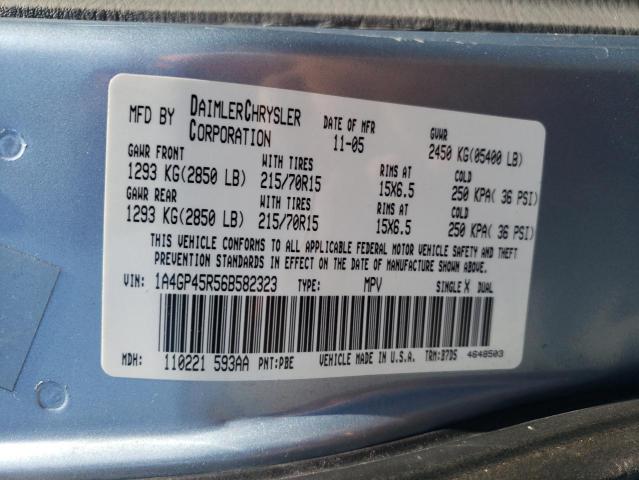 2006 Chrysler Town & Country VIN: 1A4GP45R56B582323 Lot: 59068224