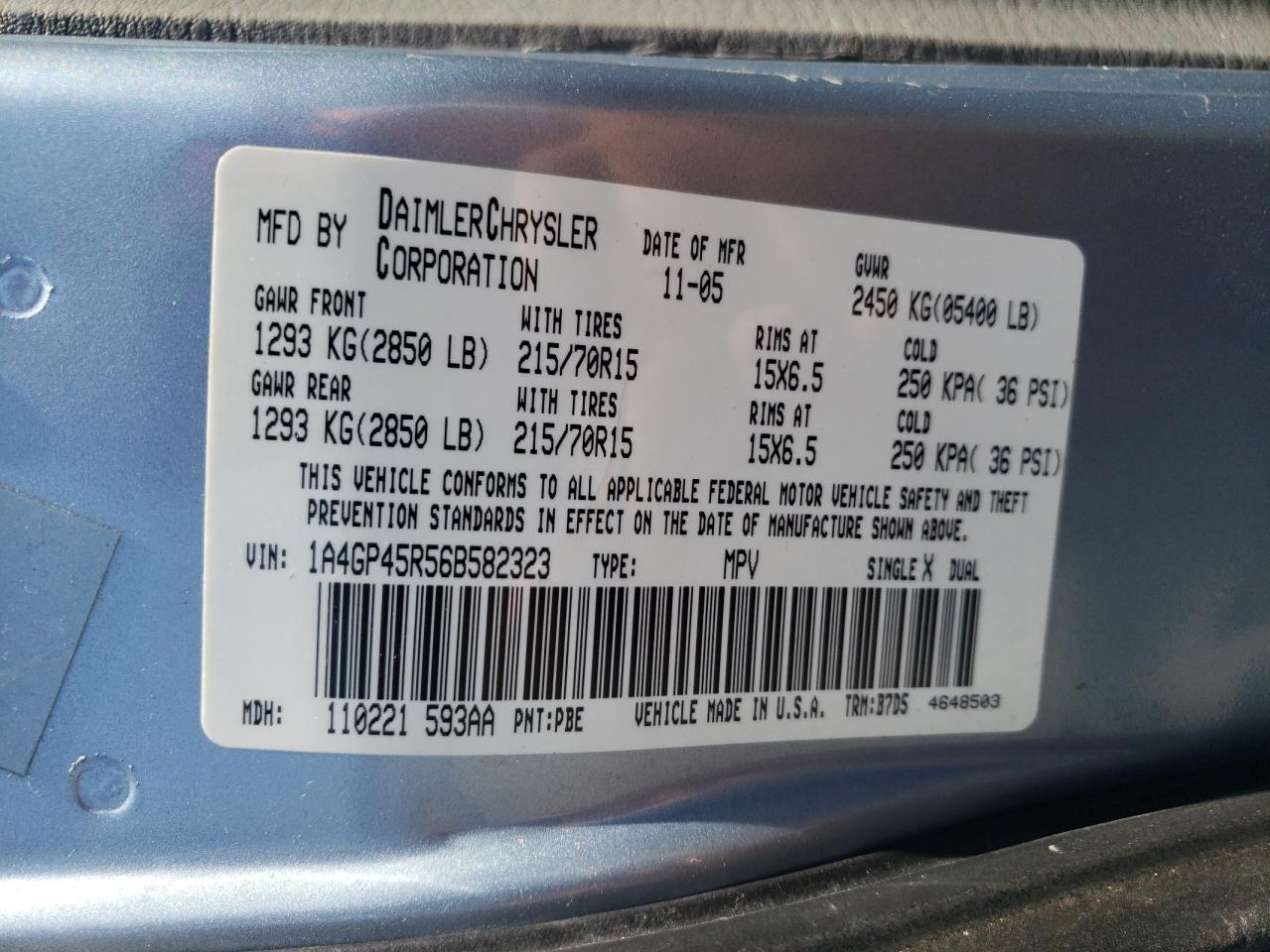 1A4GP45R56B582323 2006 Chrysler Town & Country