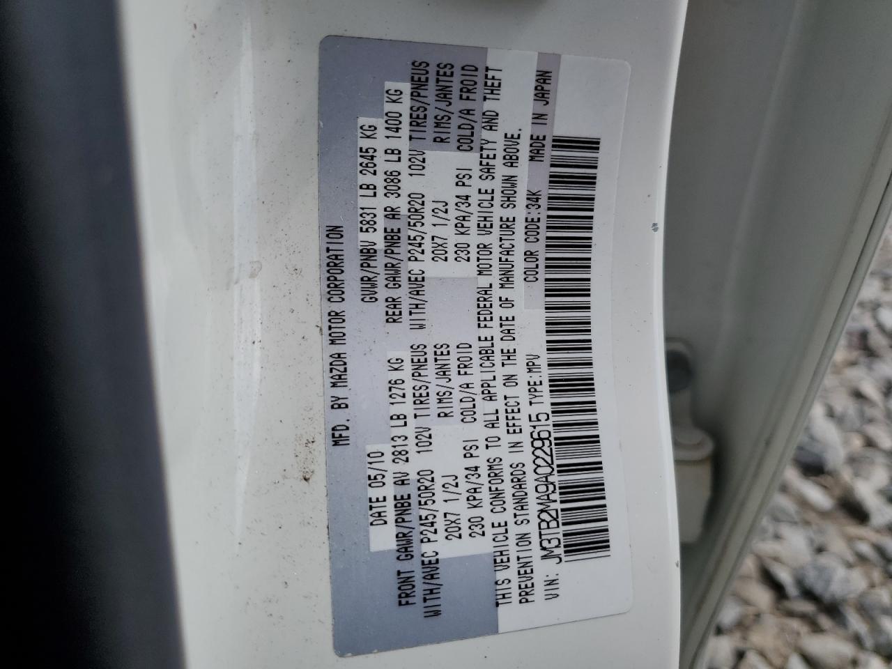 JM3TB2MA9A0229615 2010 Mazda Cx-9