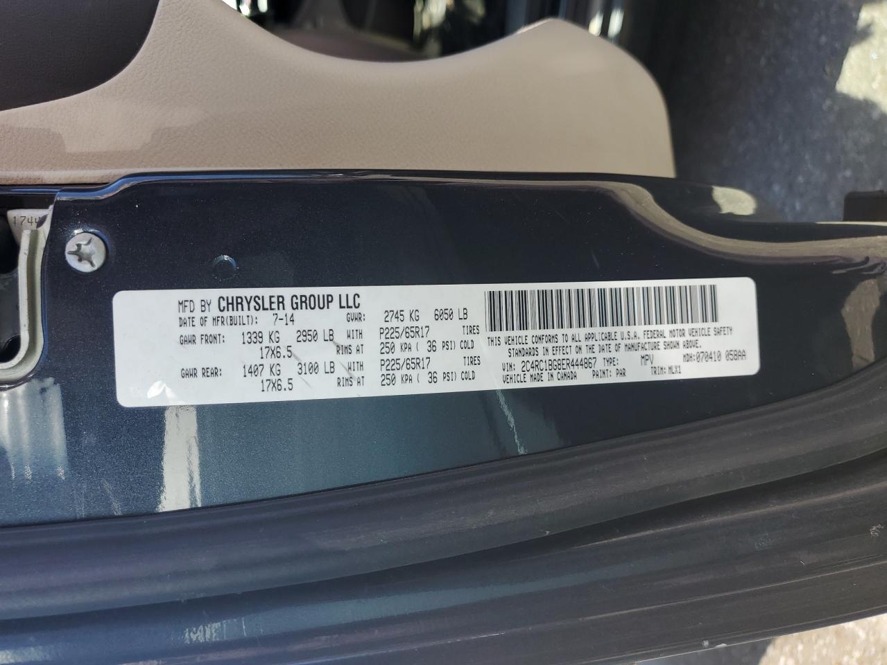 2C4RC1BG8ER444867 2014 Chrysler Town & Country Touring