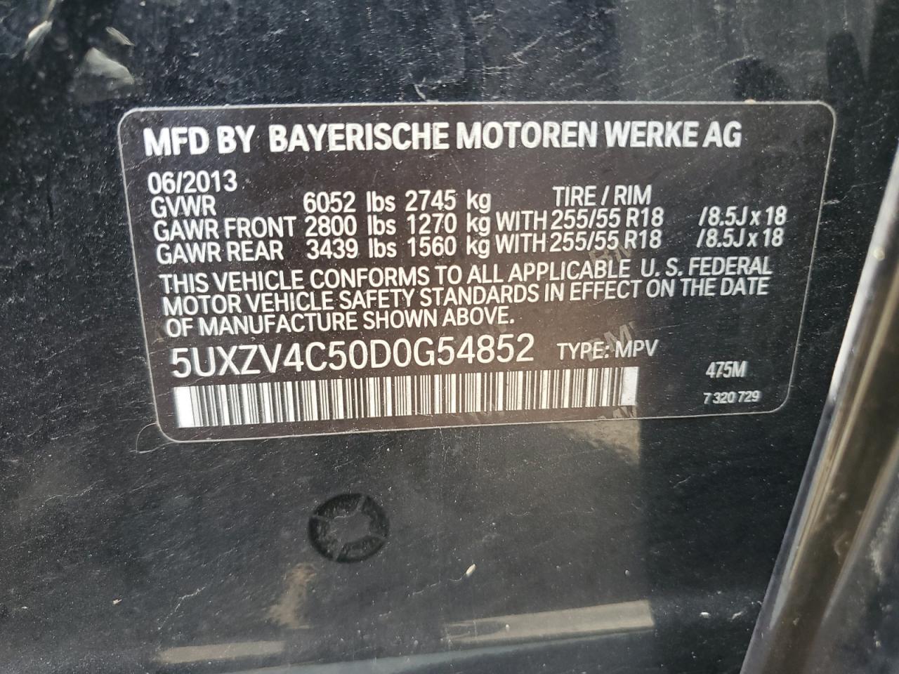 5UXZV4C50D0G54852 2013 BMW X5 xDrive35I