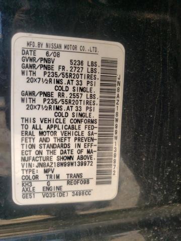 2009 Nissan Murano S VIN: JN8AZ18W99W139972 Lot: 58523034