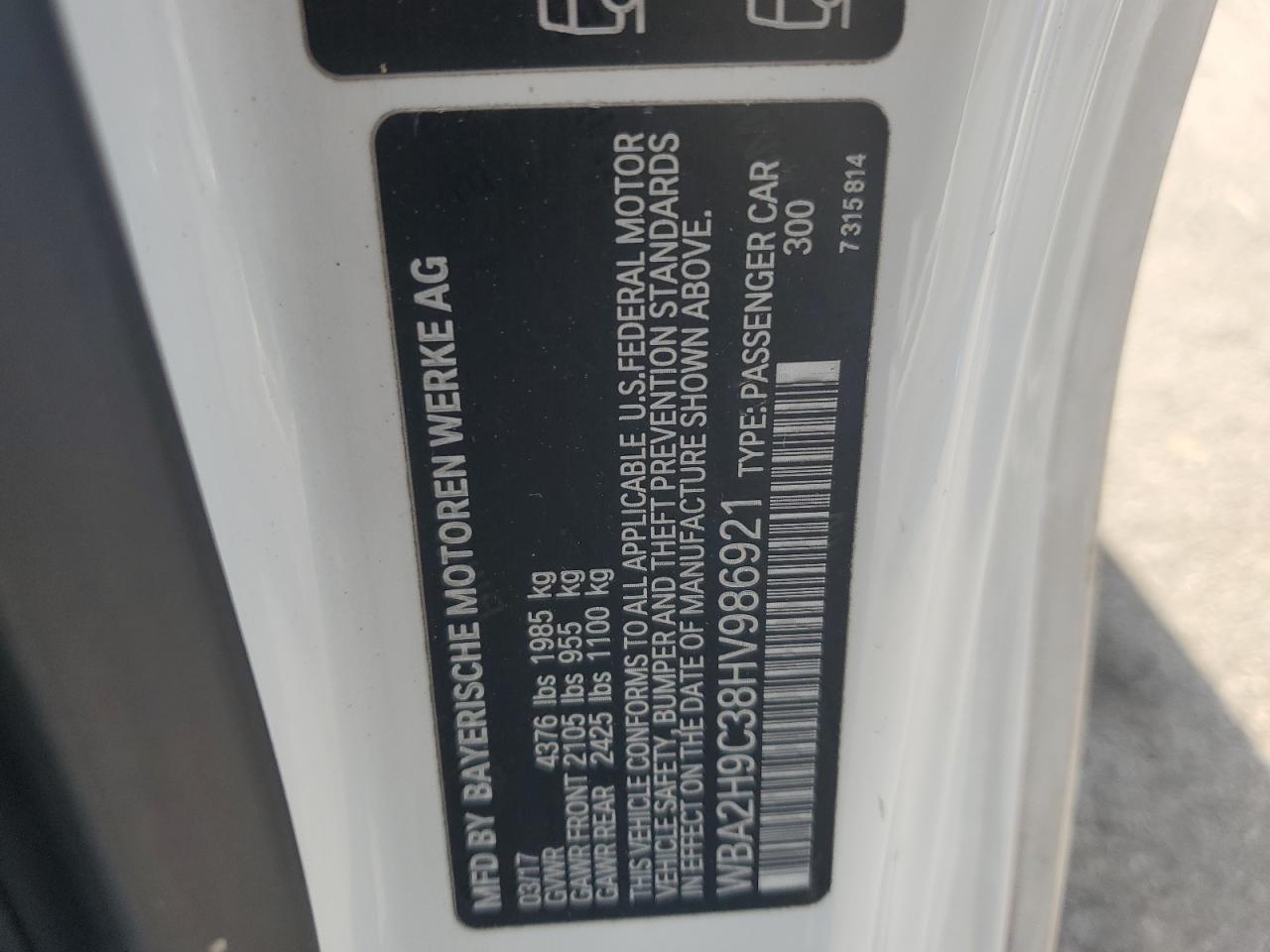 WBA2H9C38HV986921 2017 BMW 230Xi