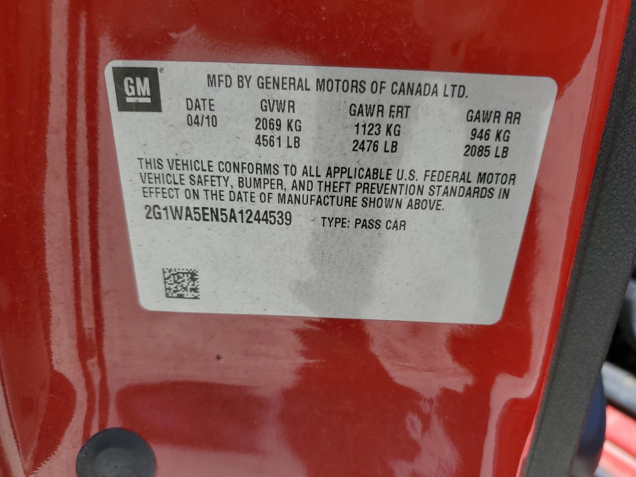 2G1WA5EN5A1244539 2010 Chevrolet Impala Ls