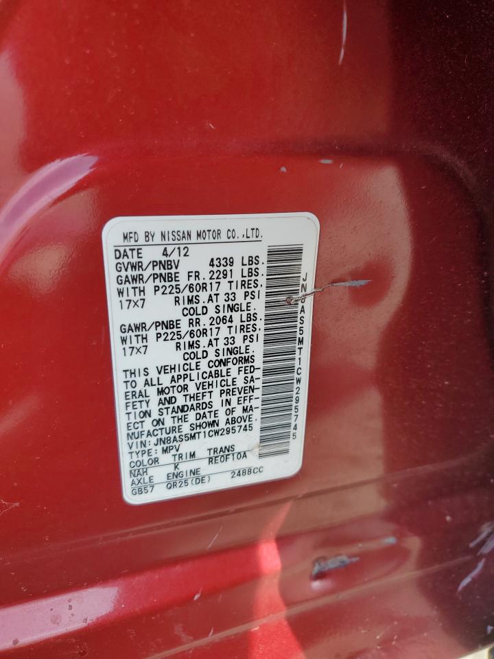 JN8AS5MT1CW295745 2012 Nissan Rogue S