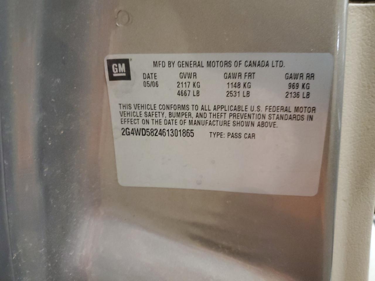 2G4WD582461301865 2006 Buick Lacrosse Cxl