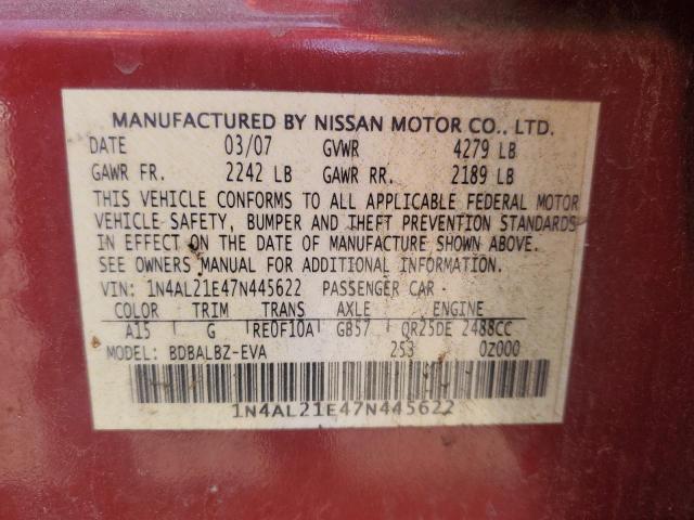 2007 Nissan Altima 2.5 VIN: 1N4AL21E47N445622 Lot: 57670104