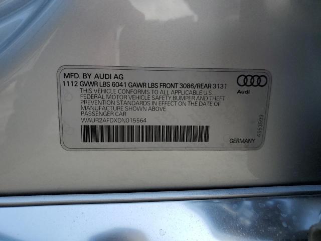 2013 Audi A8 L Quattro VIN: WAUR2AFDXDN015564 Lot: 58293384